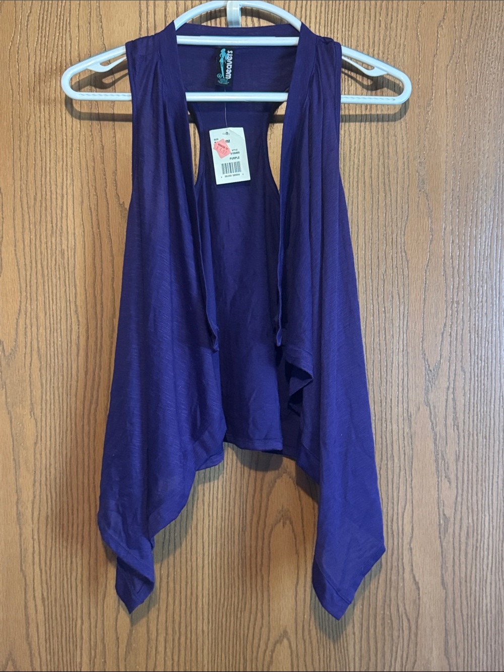 Weavers Purple Open-Front Draped Tank